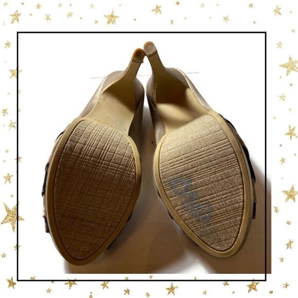 Rampage Beige Brown Peep Toe Fabric Heels - Picture 7 of 7